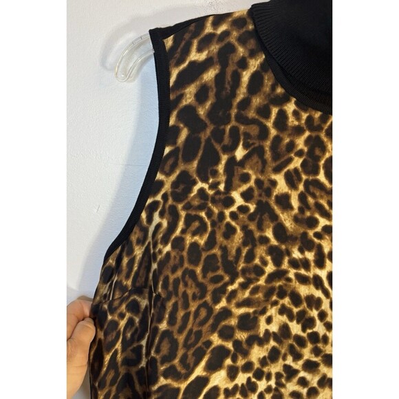 LAUREN RALPH LAUREN Cheetah Print Turtleneck Sleeveless Sheath Dress Medium Knee - Picture 6 of 12